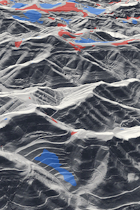 3D relief image showing topographic change in an area of mountaintop removal coal mining in eastern Kentucky.